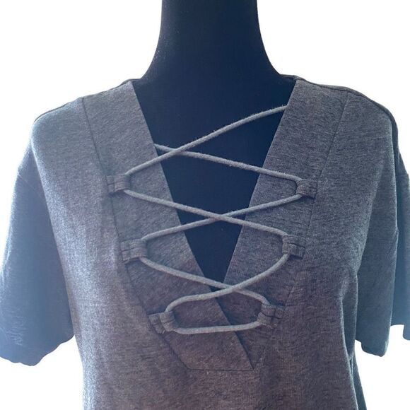 Umgee Tee Shirt Dress with Lacing Accent‎ - Picture 2 of 11